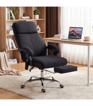 Vinsetto High Back Vibration Massage Office Chair with Footrest, Heated, Black