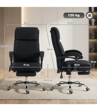 Vinsetto High Back Vibration Massage Office Chair with Footrest, Heated, Black