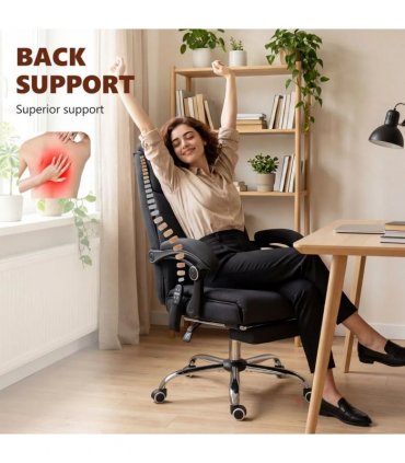 Vinsetto High Back Vibration Massage Office Chair with Footrest, Heated, Black
