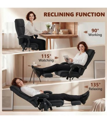 Vinsetto High Back Vibration Massage Office Chair with Footrest, Heated, Black