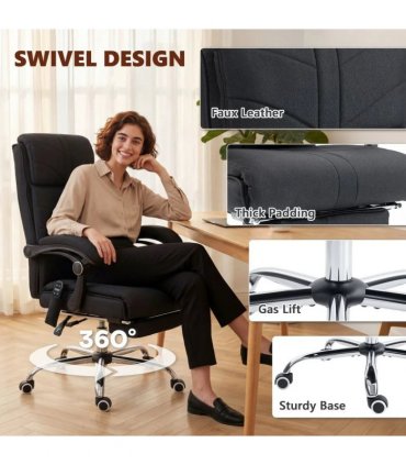 Vinsetto High Back Vibration Massage Office Chair with Footrest, Heated, Black