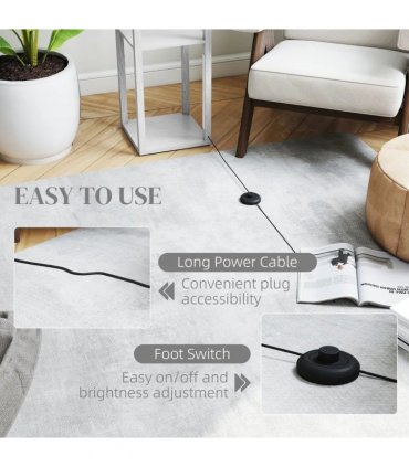 HOMCOM Floor Lamp with Shelves and 3 Brightness Levels - White