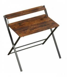 HOMCOM Compact Folding Desk for Small Spaces with Storage Shelf for Home Office, Rustic Brown