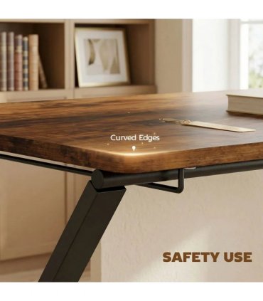 HOMCOM Compact Folding Desk for Small Spaces with Storage Shelf for Home Office, Rustic Brown