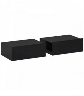 HOMCOM Floating Bedside Table Set of 2, Wall-Mounted Nightstand with Storage Drawer, Small Side End Table for Bedroom, Black