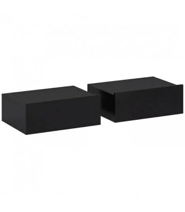 HOMCOM Floating Bedside Table Set of 2, Wall-Mounted Nightstand with Storage Drawer, Small Side End Table for Bedroom, Black