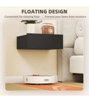 HOMCOM Floating Bedside Table Set of 2, Wall-Mounted Nightstand with Storage Drawer, Small Side End Table for Bedroom, Black