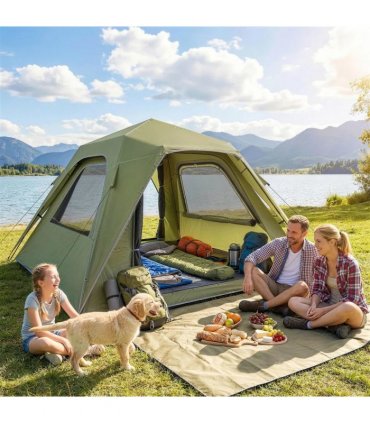 Outsunny Pop Up Tent 3000mm Waterproof Camping Tents with Mesh Windows 2-3 People Green