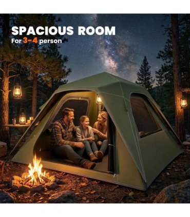 Outsunny Pop Up Tent 3000mm Waterproof Camping Tents with Mesh Windows 2-3 People Green