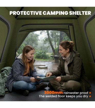 Outsunny Pop Up Tent 3000mm Waterproof Camping Tents with Mesh Windows 2-3 People Green