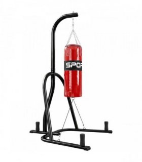 SPORTNOW Punching Bag with Stand for Adults, Freestanding Boxing Stand with Heavy Bag and Weight Plate Storage, Red