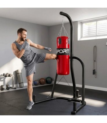 SPORTNOW Punching Bag with Stand for Adults, Freestanding Boxing Stand with Heavy Bag and Weight Plate Storage, Red
