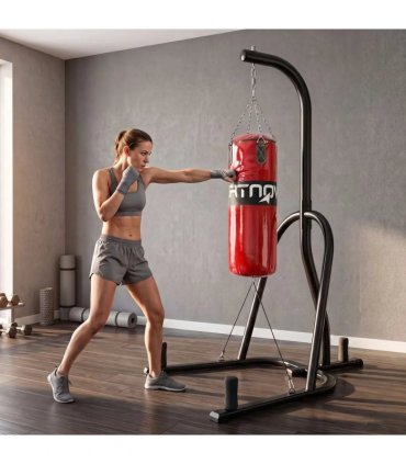 SPORTNOW Punching Bag with Stand for Adults, Freestanding Boxing Stand with Heavy Bag and Weight Plate Storage, Red