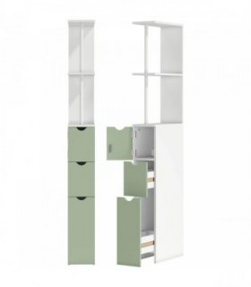 HOMCOM Slim Bathroom Storage Cabinet, Tall Bathroom Floor Cabinet with 2-Tier Shelf and 2 Drawers, White and Light Green