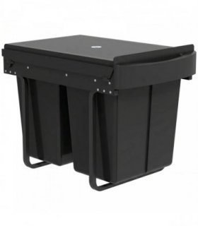 HOMCOM Pull Out Bin, Kitchen Under Sink Bin with 2 Removable Compartments, Smooth Glide, Black