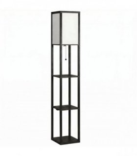 HOMCOM Floor Lamp with Shelves, 3 Layer Column Modern Standing Lamp for Living Room, Bedroom, Office, Black