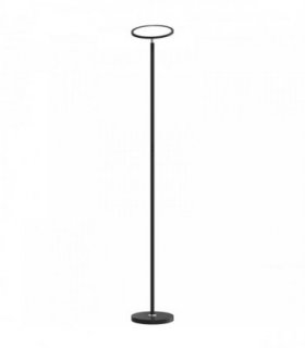 HOMCOM Uplighter Floor Lamp with Tuya App and Music Sync, Standing Lamp with Adjustable Head for Living Room Bedroom, Black
