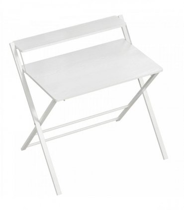 HOMCOM Compact Folding Desk for Small Spaces with Storage Shelf for Home Office, White