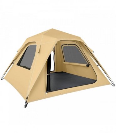 Outsunny Pop Up Tent 3000mm Waterproof Camping Tents with Mesh Windows 2-3 People Khaki