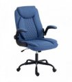 HOMCOM Linen-Look Computer Desk Chair, Executive Office Chair with Flip-Up Armrests and Thick Cushion, Blue