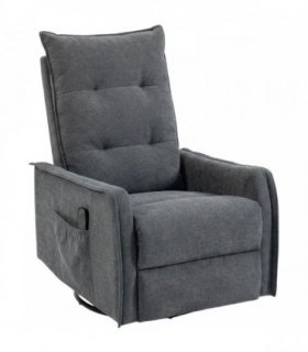 HOMCOM Recliner Armchair, Chenille Recliner Chair with Massage and Heat, 360° Swivel Rocking Manual Recliner, Dark Grey
