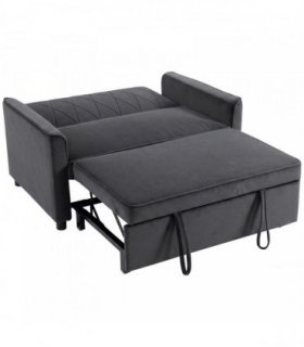 HOMCOM 2 Seater Sofa Bed, 3-in-1 Convertible Pull Out Sleeper Sofa with Click-Clack Adjustable Backrest, Dark Grey