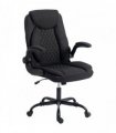 HOMCOM Linen-Look Computer Desk Chair, Executive Office Chair with Flip-Up Armrests and Thick Cushion, Black