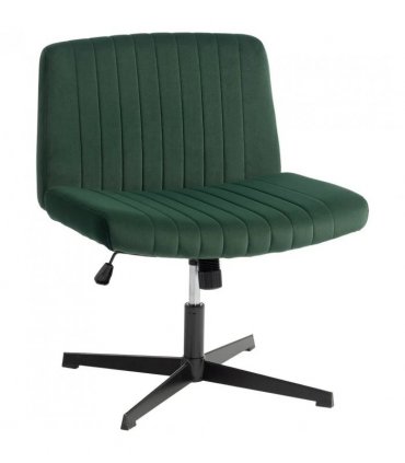 HOMCOM Flannel Criss Cross Legged Desk Chair, Armless Office Chair No Wheels, Green