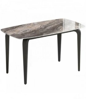 HOMCOM Dining Table for 4, Modern Kitchen Table with Sintered Stone Tabletop, Metal Legs, Brown