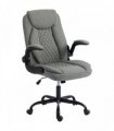 HOMCOM Linen-Look Computer Desk Chair, Executive Office Chair with Flip-Up Armrests and Thick Cushion, Grey