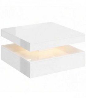 HOMCOM LED Coffee Table with Storage, 2-Tier Modern Centre Table with Open Shelf and Remote for Living Room, High Gloss White