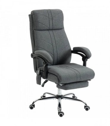 Vinsetto High Back Vibration Massage Office Chair with Footrest, Heated, Grey