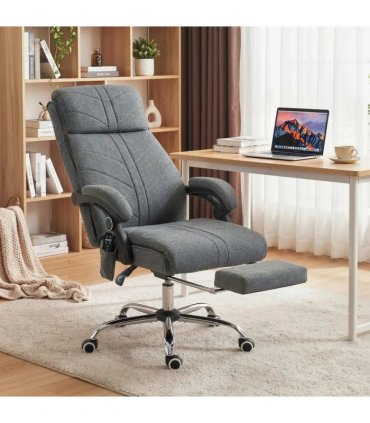 Vinsetto High Back Vibration Massage Office Chair with Footrest, Heated, Grey