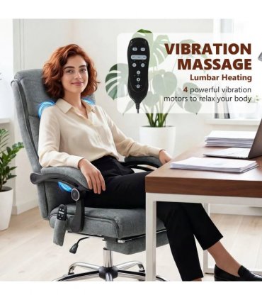 Vinsetto High Back Vibration Massage Office Chair with Footrest, Heated, Grey