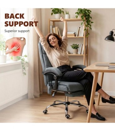 Vinsetto High Back Vibration Massage Office Chair with Footrest, Heated, Grey