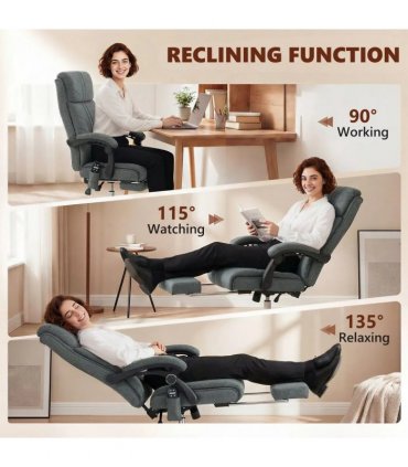 Vinsetto High Back Vibration Massage Office Chair with Footrest, Heated, Grey