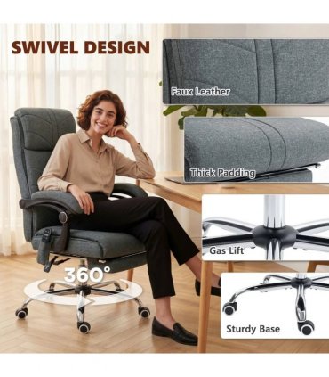 Vinsetto High Back Vibration Massage Office Chair with Footrest, Heated, Grey