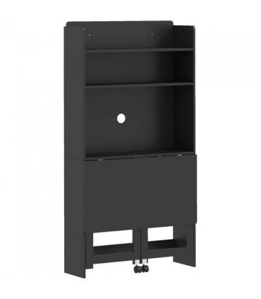 HOMCOM Foldable Desktop, Computer Desk with Storage Shelves, 80 x 69 x 155 cm, Black
