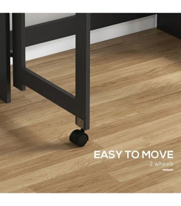 HOMCOM Foldable Desktop, Computer Desk with Storage Shelves, 80 x 69 x 155 cm, Black
