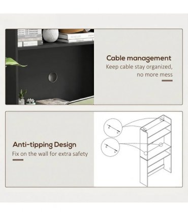 HOMCOM Foldable Desktop, Computer Desk with Storage Shelves, 80 x 69 x 155 cm, Black
