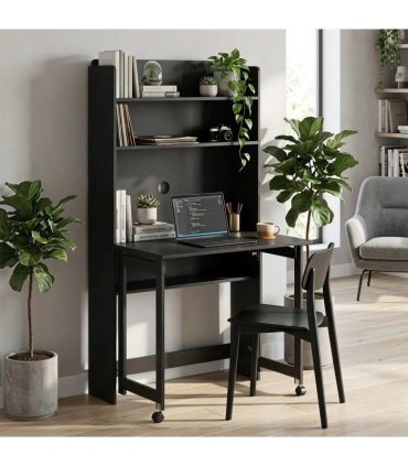 HOMCOM Foldable Desktop, Computer Desk with Storage Shelves, 80 x 69 x 155 cm, Black