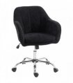 HOMCOM Modern Makeup Vanity Chair, Snow Flannel Office Chair with Tub Back, Black
