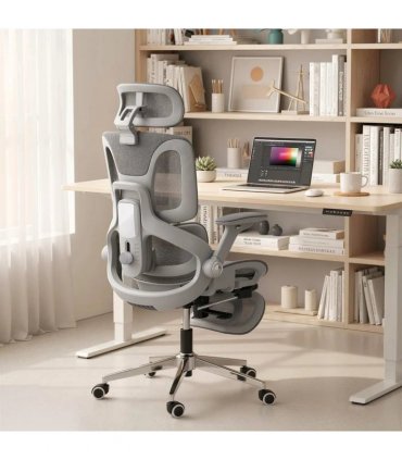 HOMCOM Ergonomic Office Chair, High Back Mesh Desk Chair, Grey