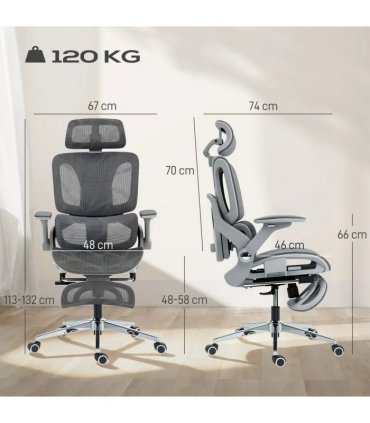 HOMCOM Ergonomic Office Chair, High Back Mesh Desk Chair, Grey