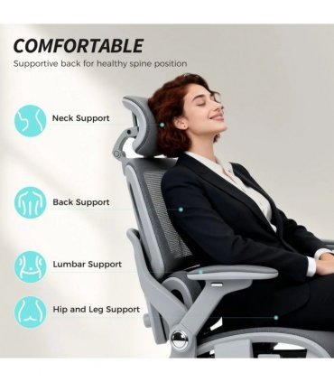 HOMCOM Ergonomic Office Chair, High Back Mesh Desk Chair, Grey