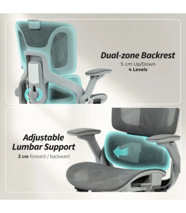 HOMCOM Ergonomic Office Chair, High Back Mesh Desk Chair, Grey