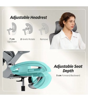 HOMCOM Ergonomic Office Chair, High Back Mesh Desk Chair, Grey