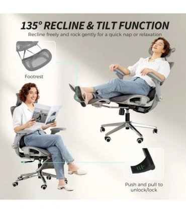 HOMCOM Ergonomic Office Chair, High Back Mesh Desk Chair, Grey