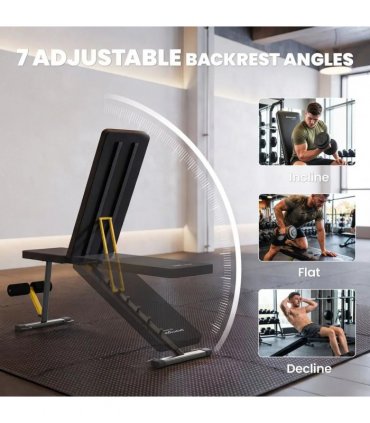 SPORTNOW Adjustable Weight Bench, 300kg Incline Decline Flat Foldable Bench Press with 7 Backrest Positions and Resistance Bands