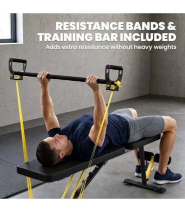 SPORTNOW Adjustable Weight Bench, 300kg Incline Decline Flat Foldable Bench Press with 7 Backrest Positions and Resistance Bands